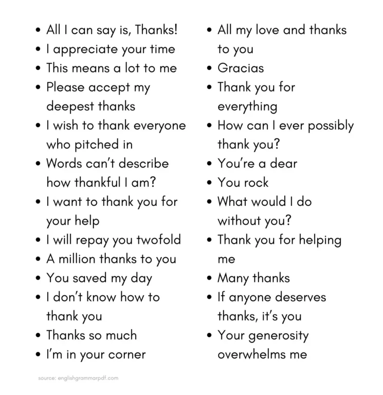 different ways to say thanks