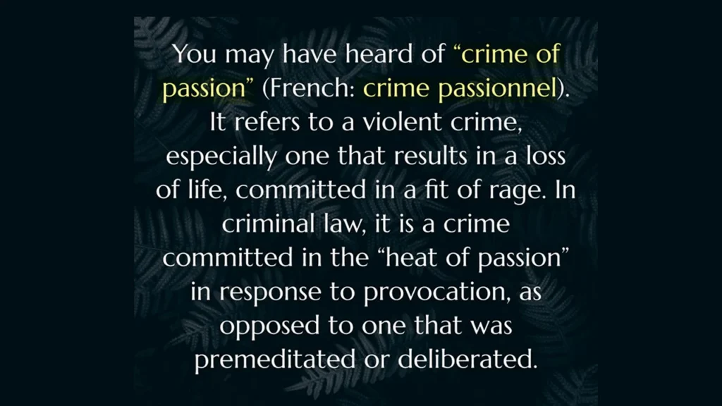 you may have heard of crime of passion french crime