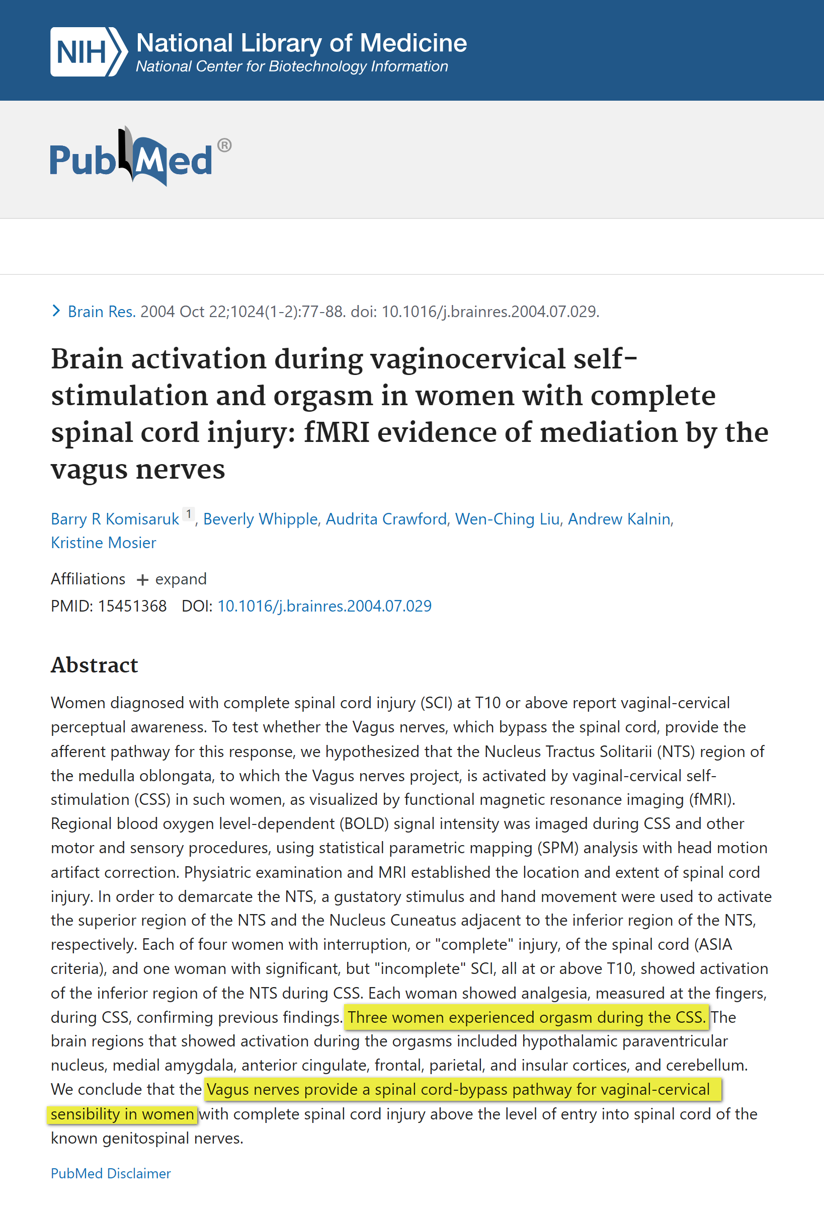 How To Stimulate Your Vagus To Lift Your Mood (From Science) 4 Brain activation during vaginocervical self-stimulation mediated by the vagus nerves