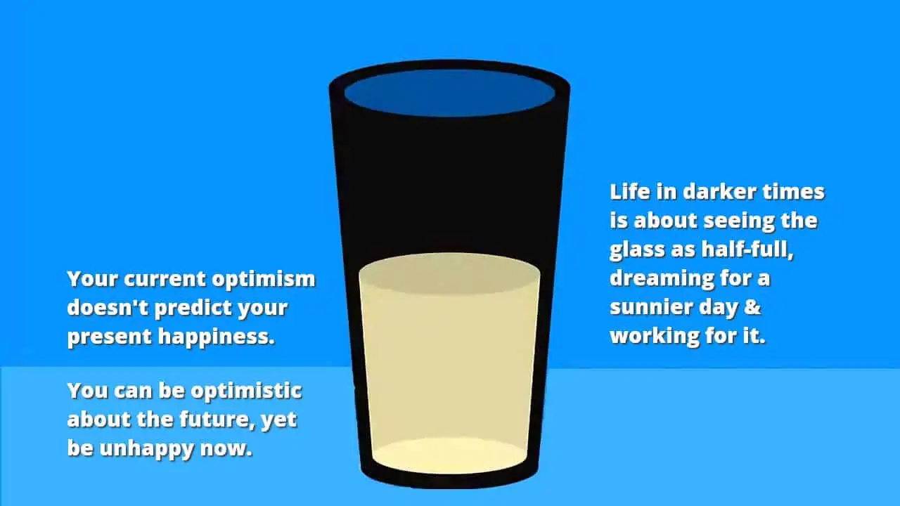 Two men are meaning if the glass with water is half full or half