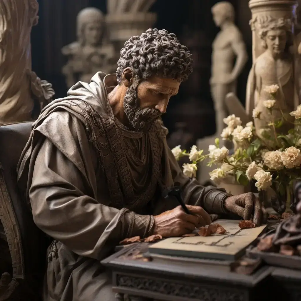 Marcus writing Meditations