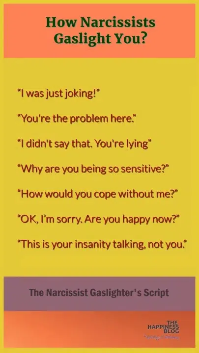 A Narcissist Gaslighter's script