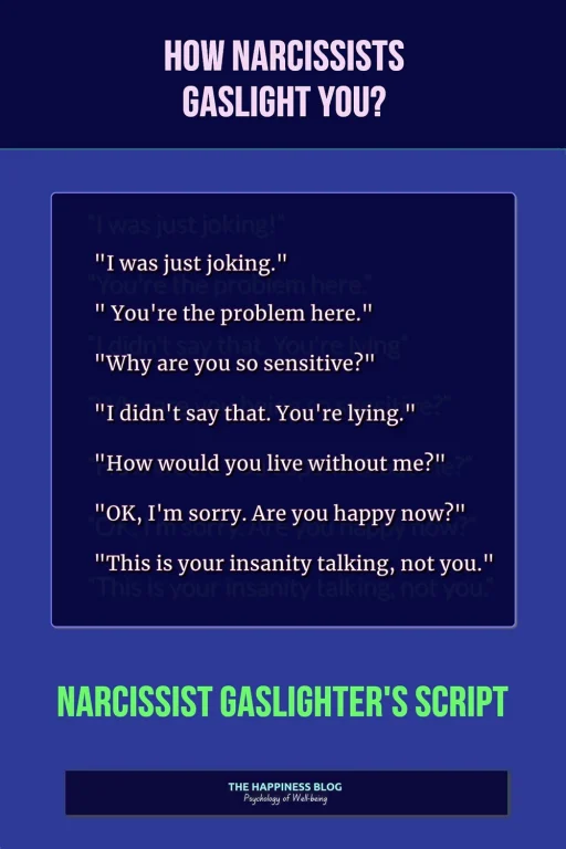 A Narcissist Gaslighter's script