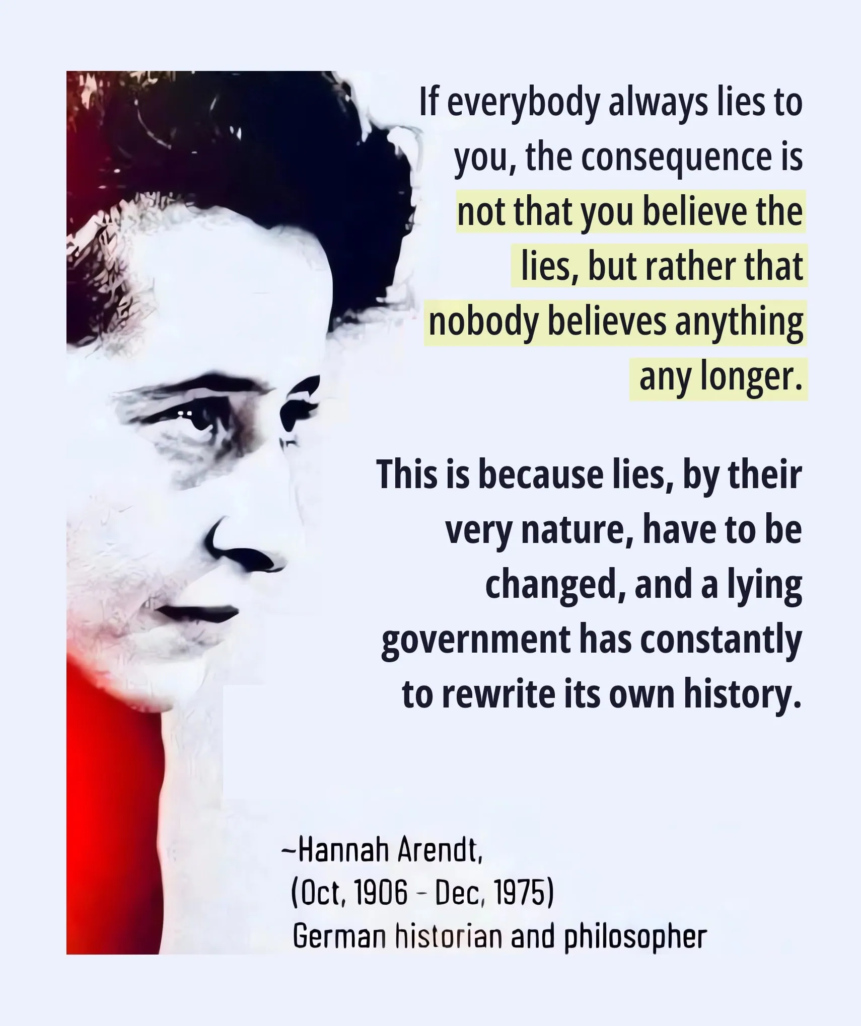 arendt quote constant lying