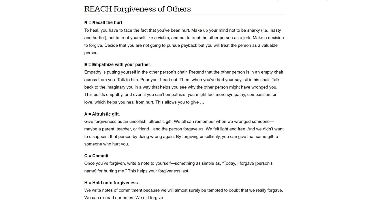 REACH Model of Forgiveness