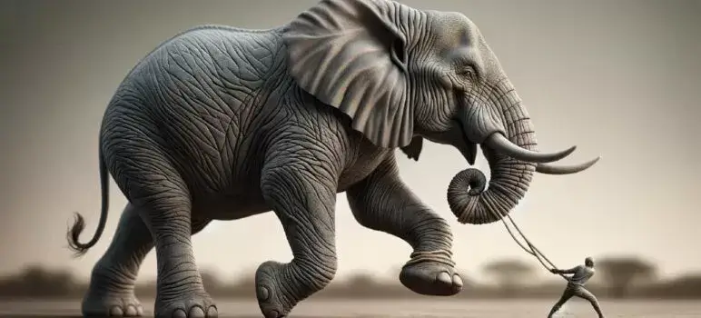 Summary Psycho-cybernetics — Big elephant pulled by little human