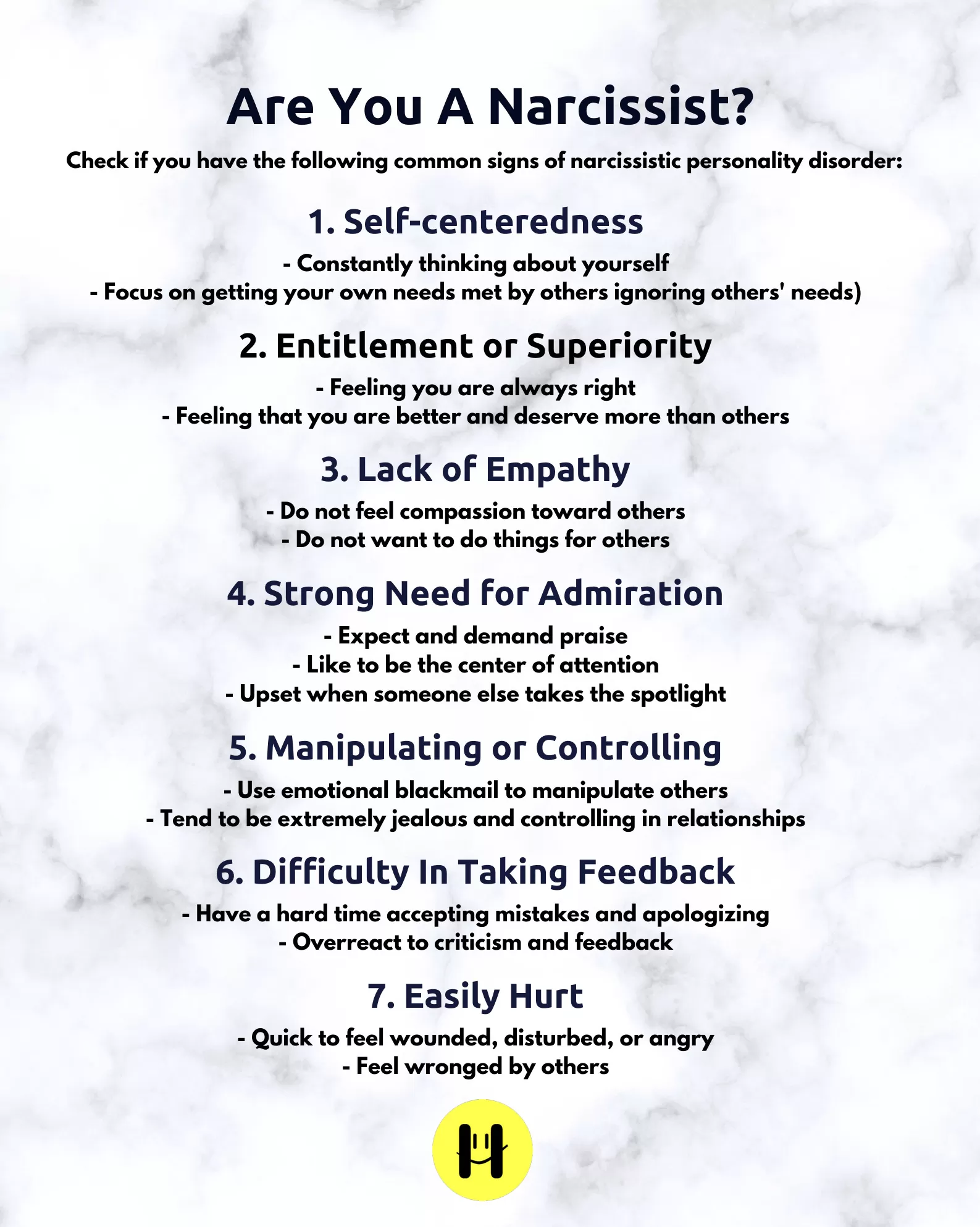 symptoms of a narcissistic person