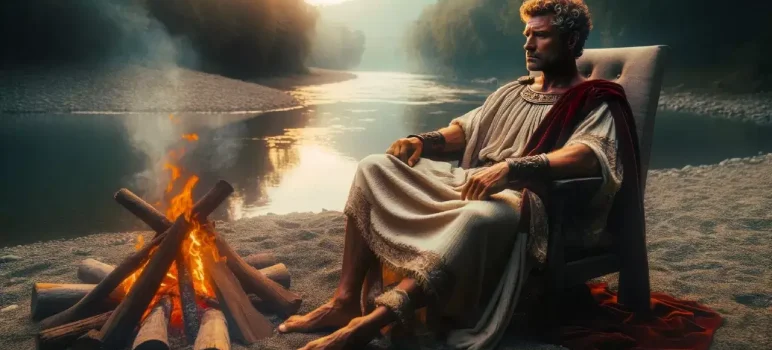 Marcus Aurelius lost in thoughts