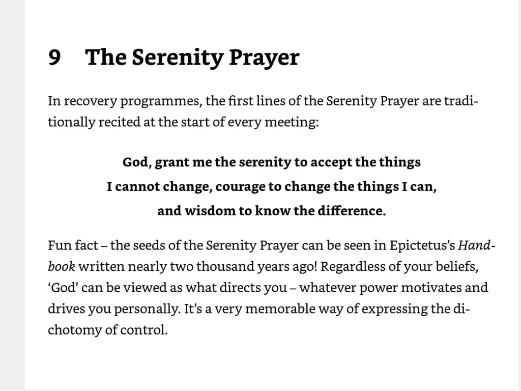 Serenity prayer - Stoic origins