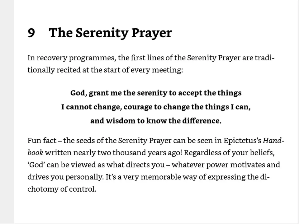 Serenity prayer - Stoic origins