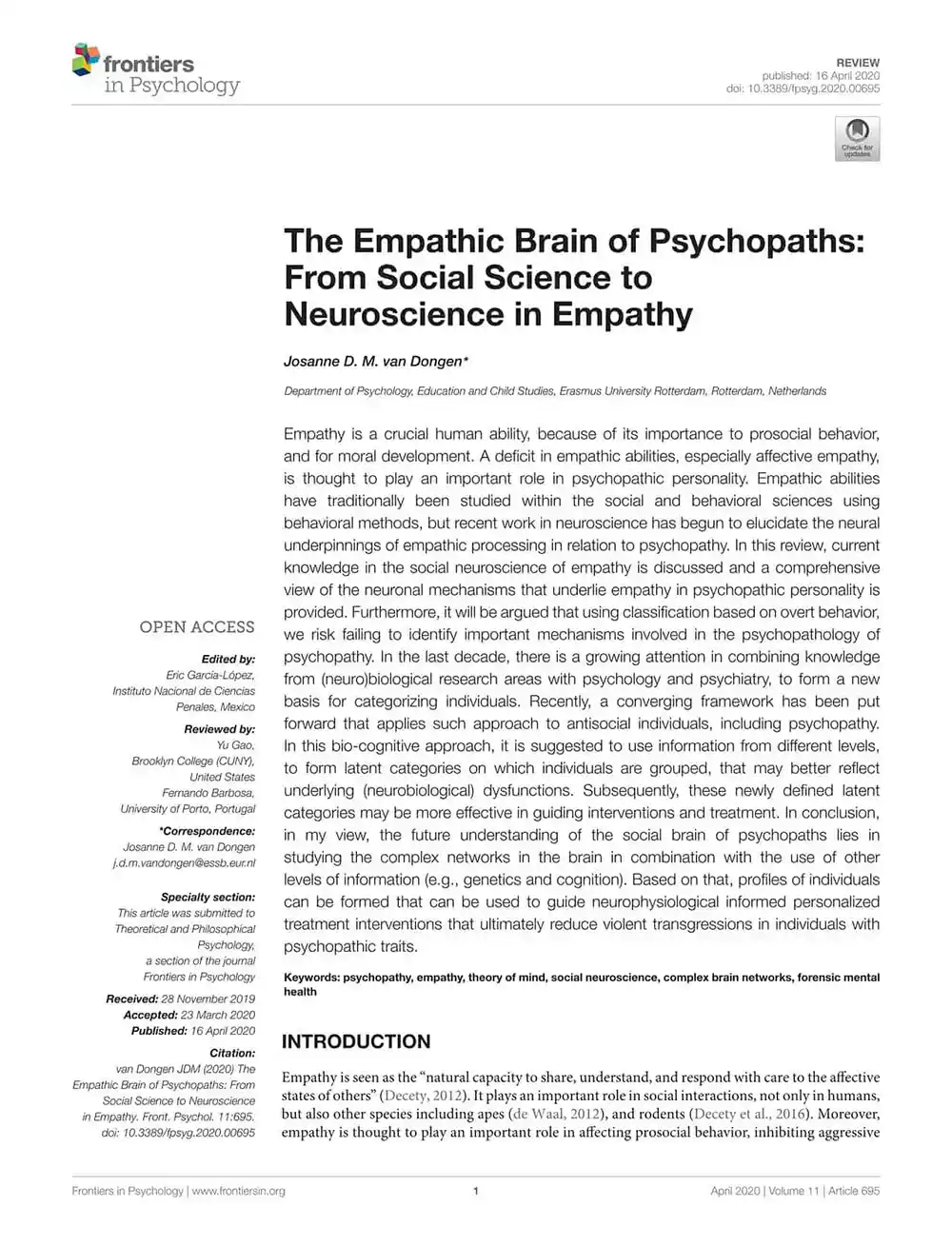 Empathic Brain in Psychopathy