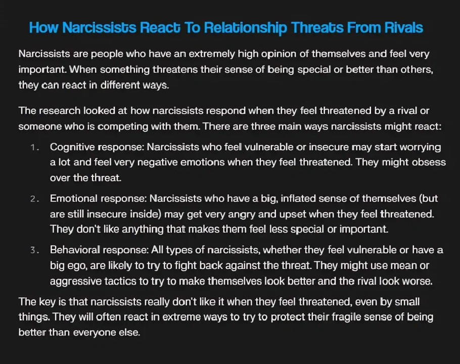 how narcs react to threats from rivals