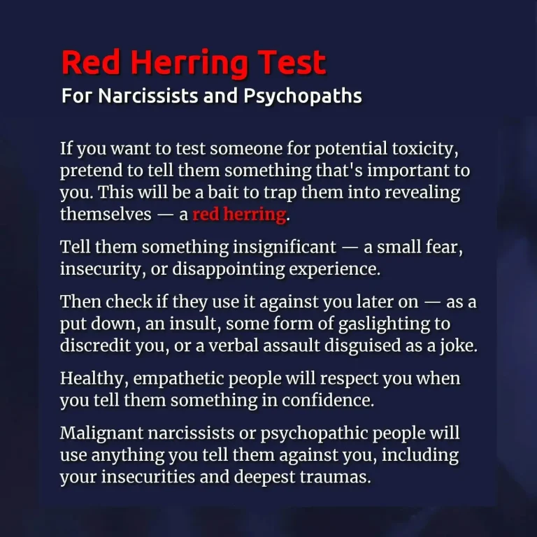 Red herring test for a toxic person like narcissist or psychopath