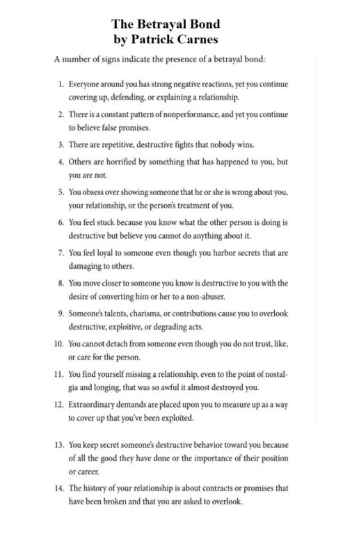 signs betrayal bonding