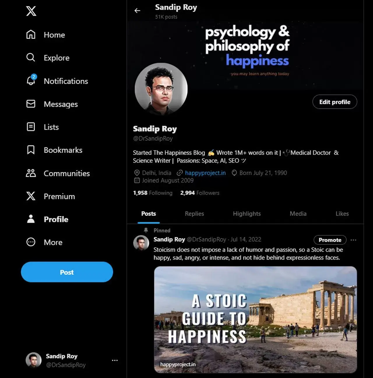 Sandip Roy -DrSandipRoy on Twitter or X