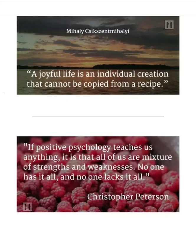 Two quotes from the book 50 Positive Psychology Quotes