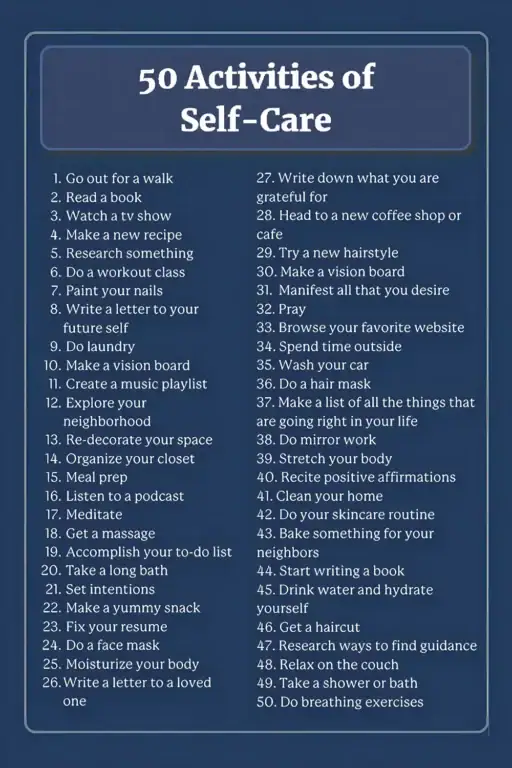 50 Activities of Self-Care