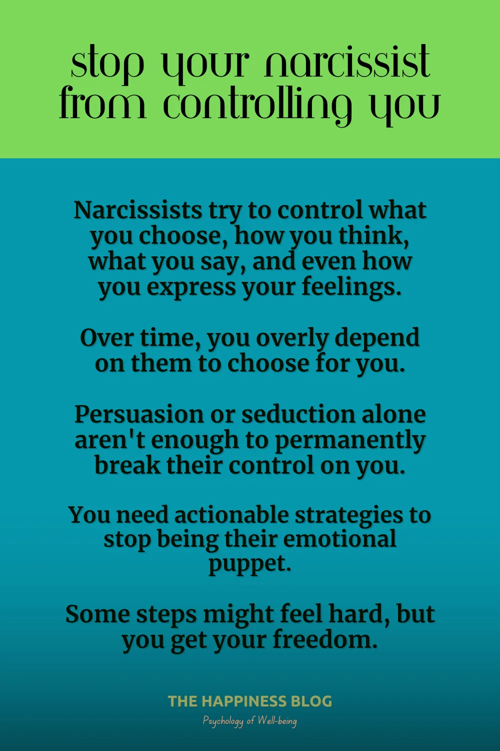 stop narcissist controlling you