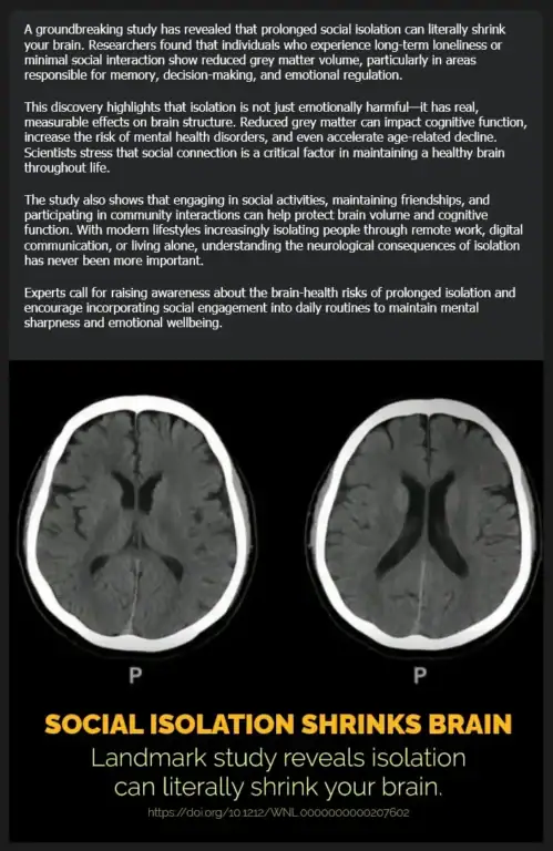 social isolation shrinks brain volume