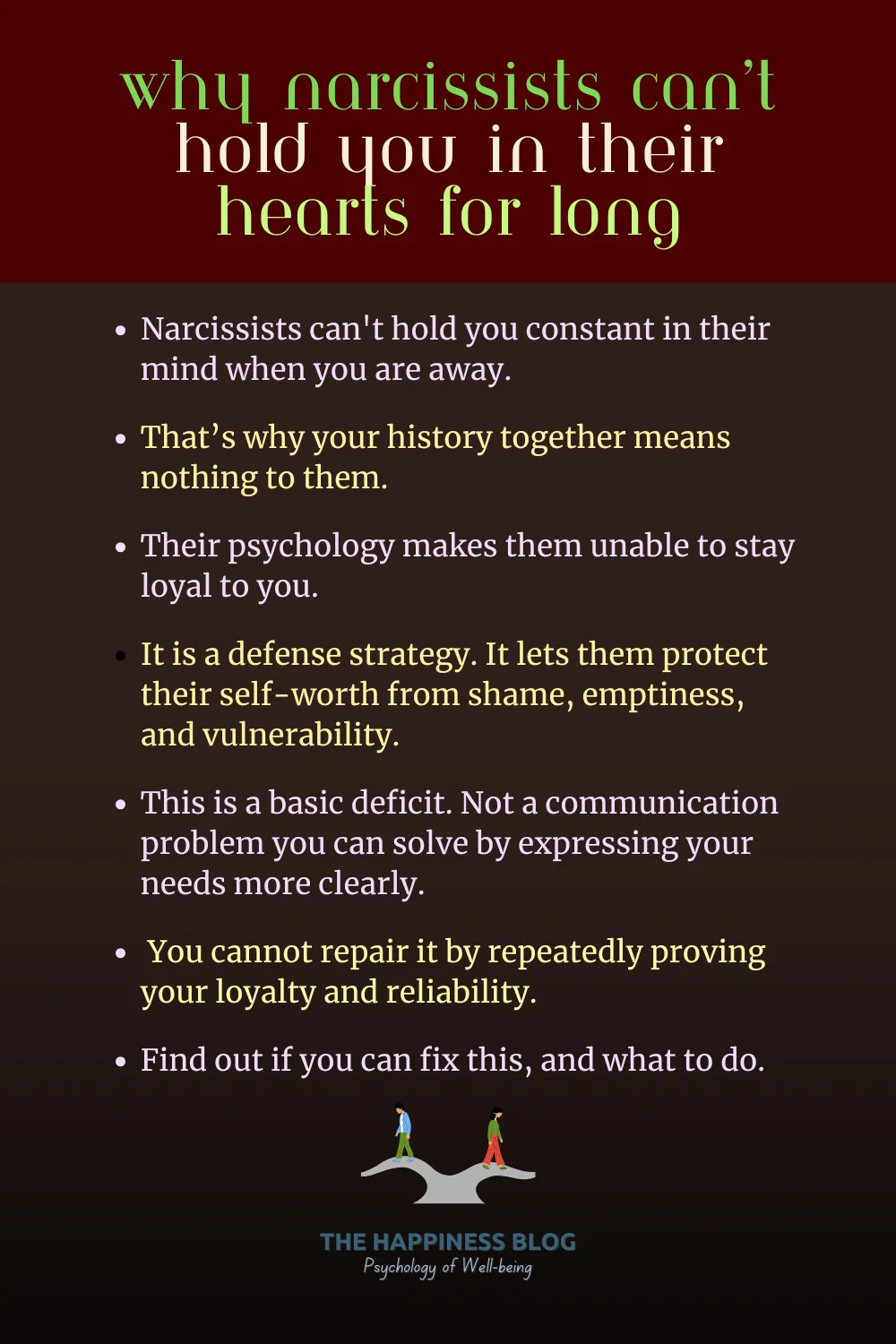 why narcissists can't hold you in their hearts - object constancy deficit