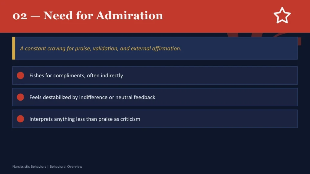 10 narcissistic behaviors 2 need for admiration