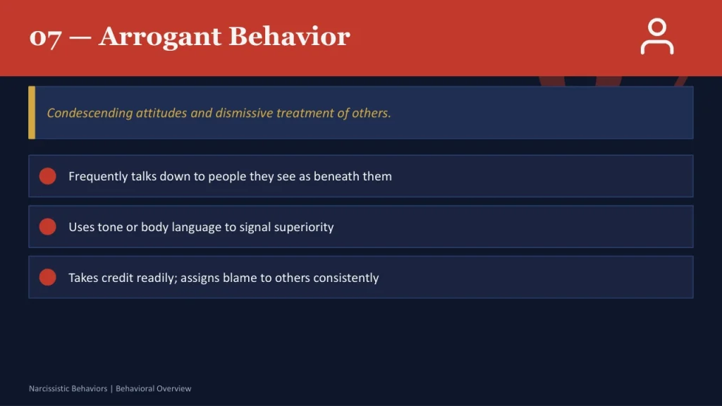 10 narcissistic behaviors 7 arrogance