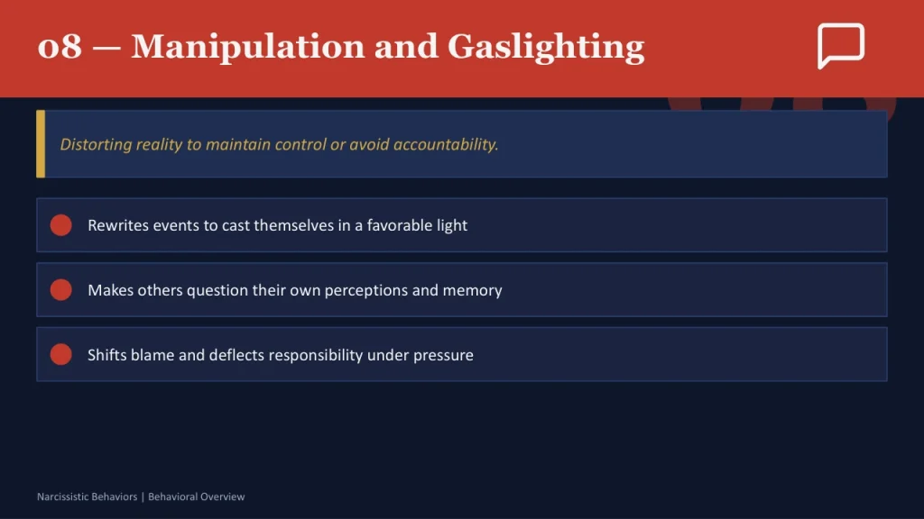 10 narcissistic behaviors 8 manipulation gaslighting